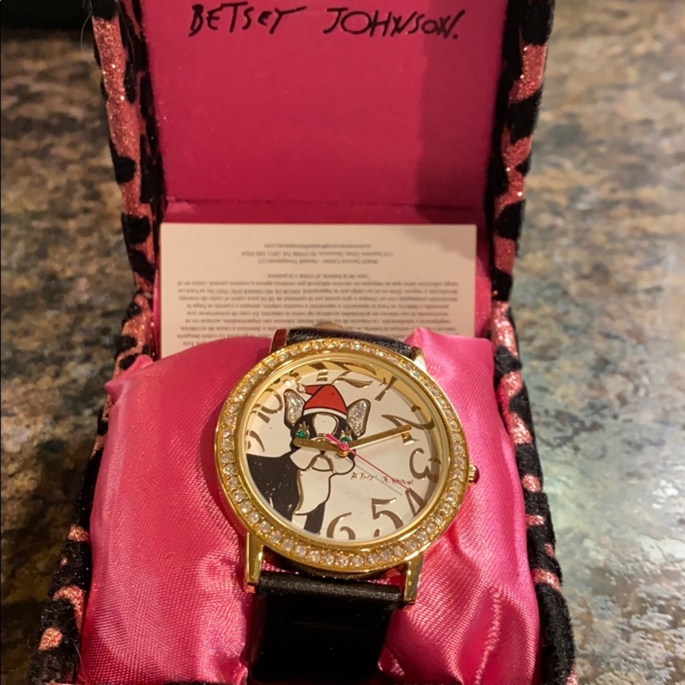Betsey Johnson Christmas Boston Terrier Watch